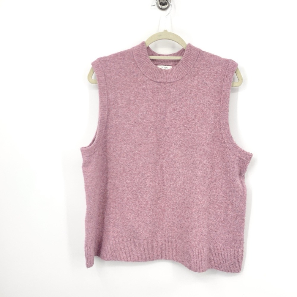 J Crew Women Size XL Sweater Vest Pink Extra Soft Knit Crewneck Pullover Top